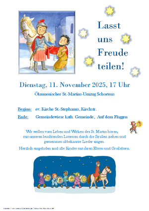 Einladung zum ökumenischen St.Martin-Laternenlauf in Schortens am 11.11.2025