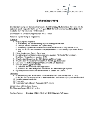 TO für GKR-Sitzung am 18.11.2025