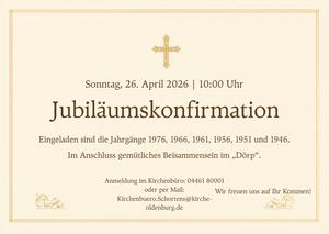Einladung zur Jubiläumskonfirmation am 26.4.2026 in Schortens
