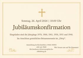 Einladung zur Jubiläumskonfirmation am 26.4.2026 in Schortens